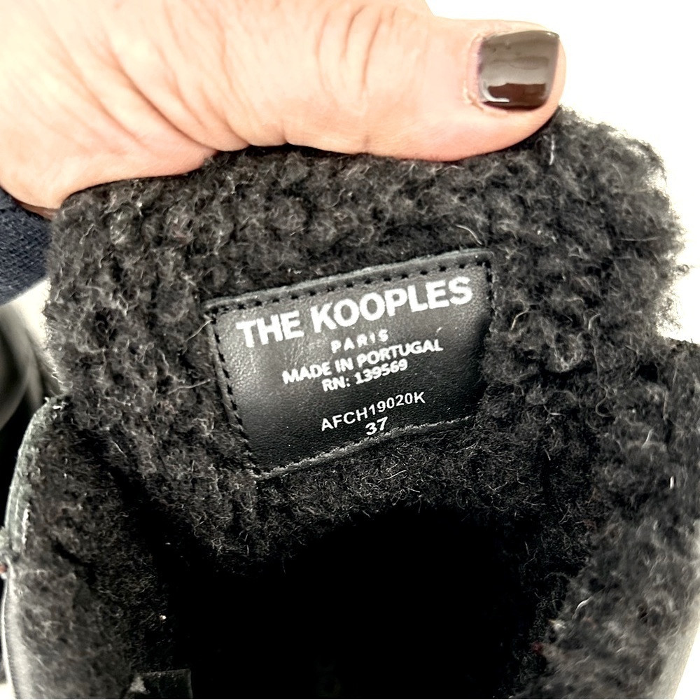 The Kooples Combat Ankle Boot Shoe Leather Lug Sole Black Moto Women's FR37 US 6 - Picture 9 of 10